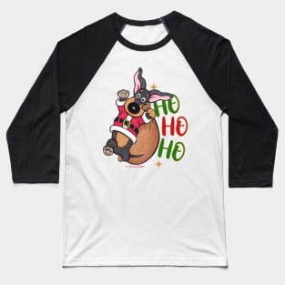 Cute Doxie Dog having a Ho Ho Ho Merry Christmas Dachshund tee Baseball T-Shirt